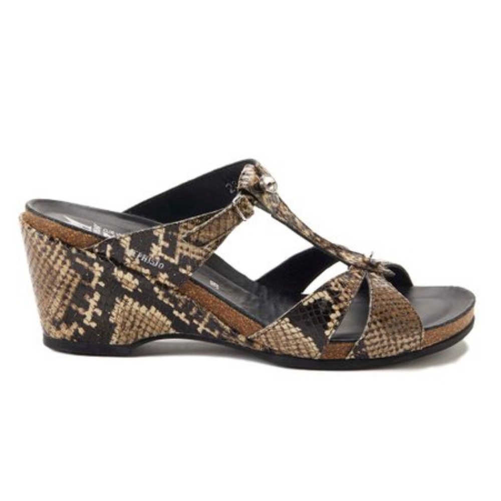 Mephisto Women's Brown Snake-Print Wedge Sandals